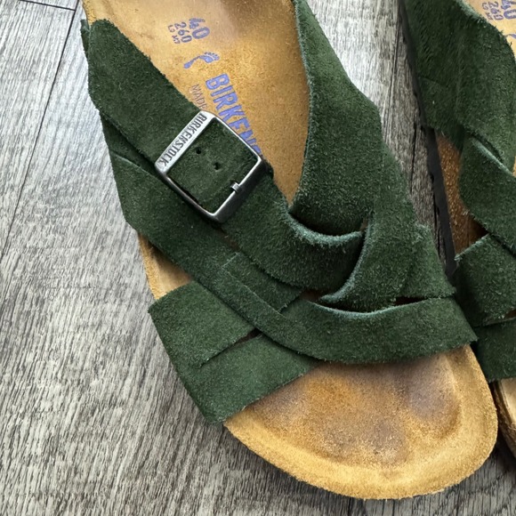 Birkenstock Lugano Green Suede Sandals Sz 40 - Picture 7 of 8